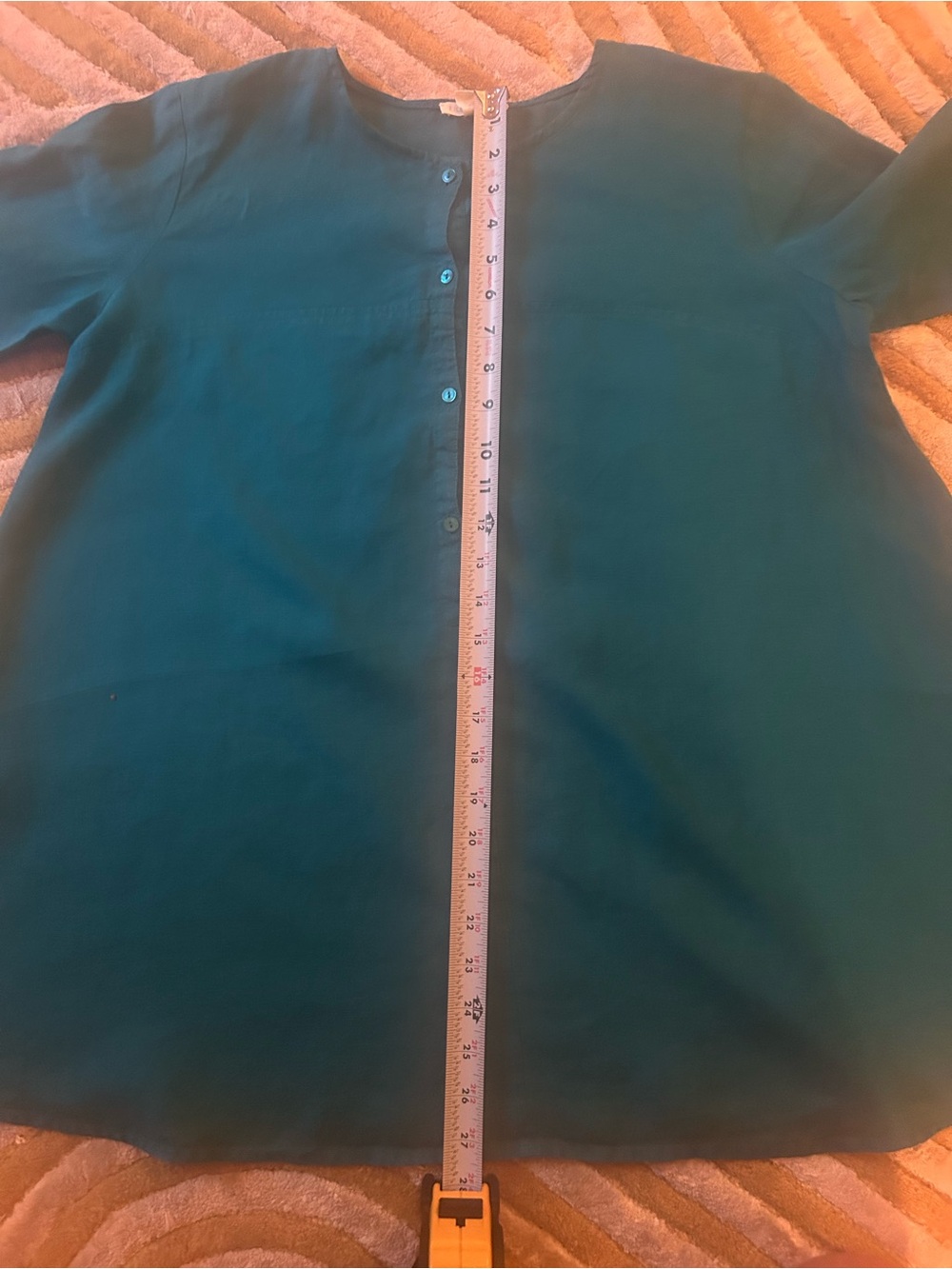 Eileen Fisher Vibrant Teal Button-Front Tunic - Picture 3 of 7